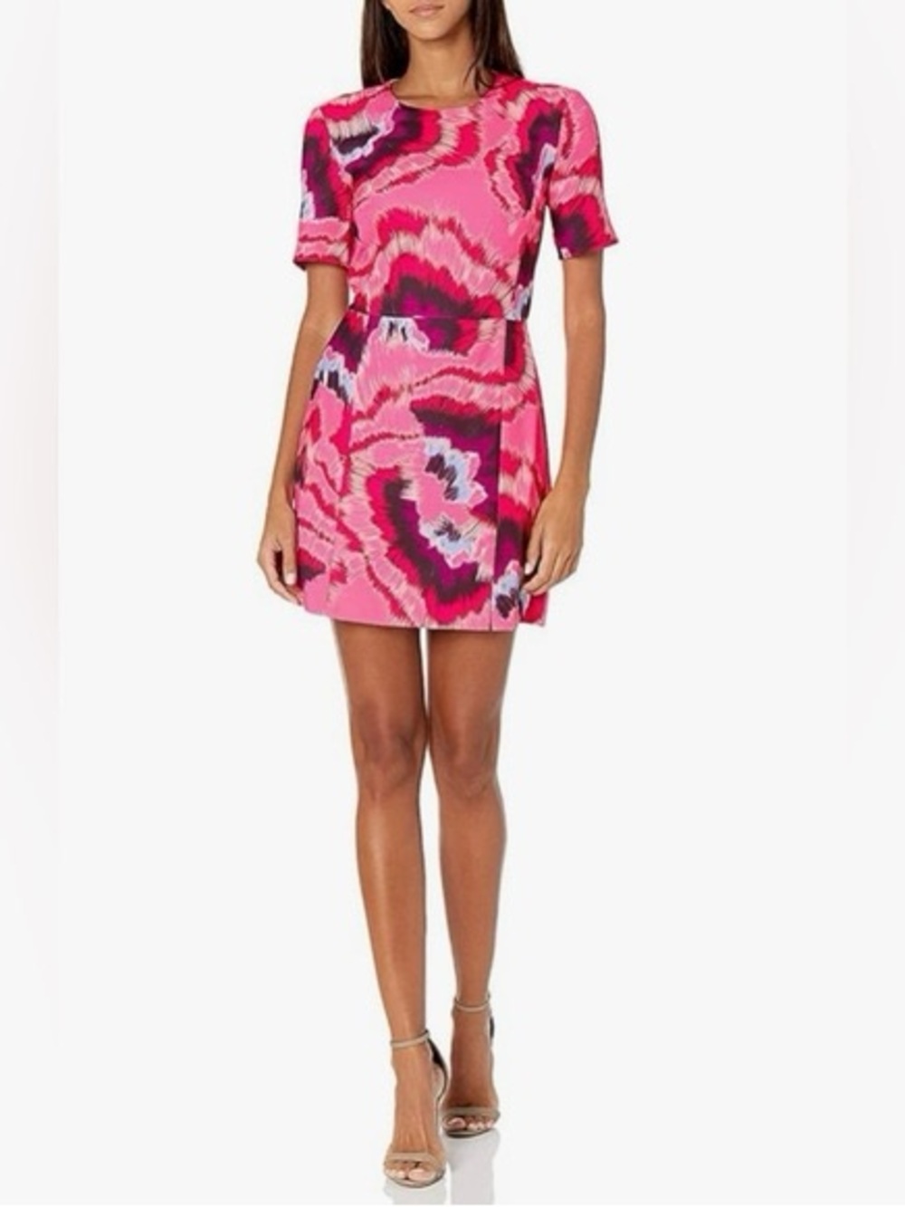 French Connection Pink Printed Short Sleeve Mini Dress